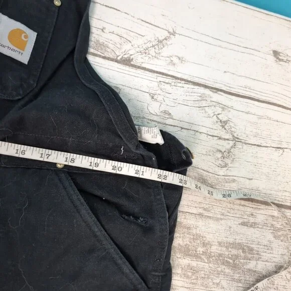 Carhartt Black Duck Canvas Double Knee Quilt Lined Overalls Men Size 40x30 - Picture 6 of 7